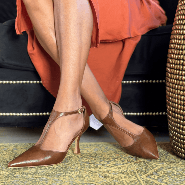 Womens Sorento Gardenmorris T-Bar Flared Heels - Foxy