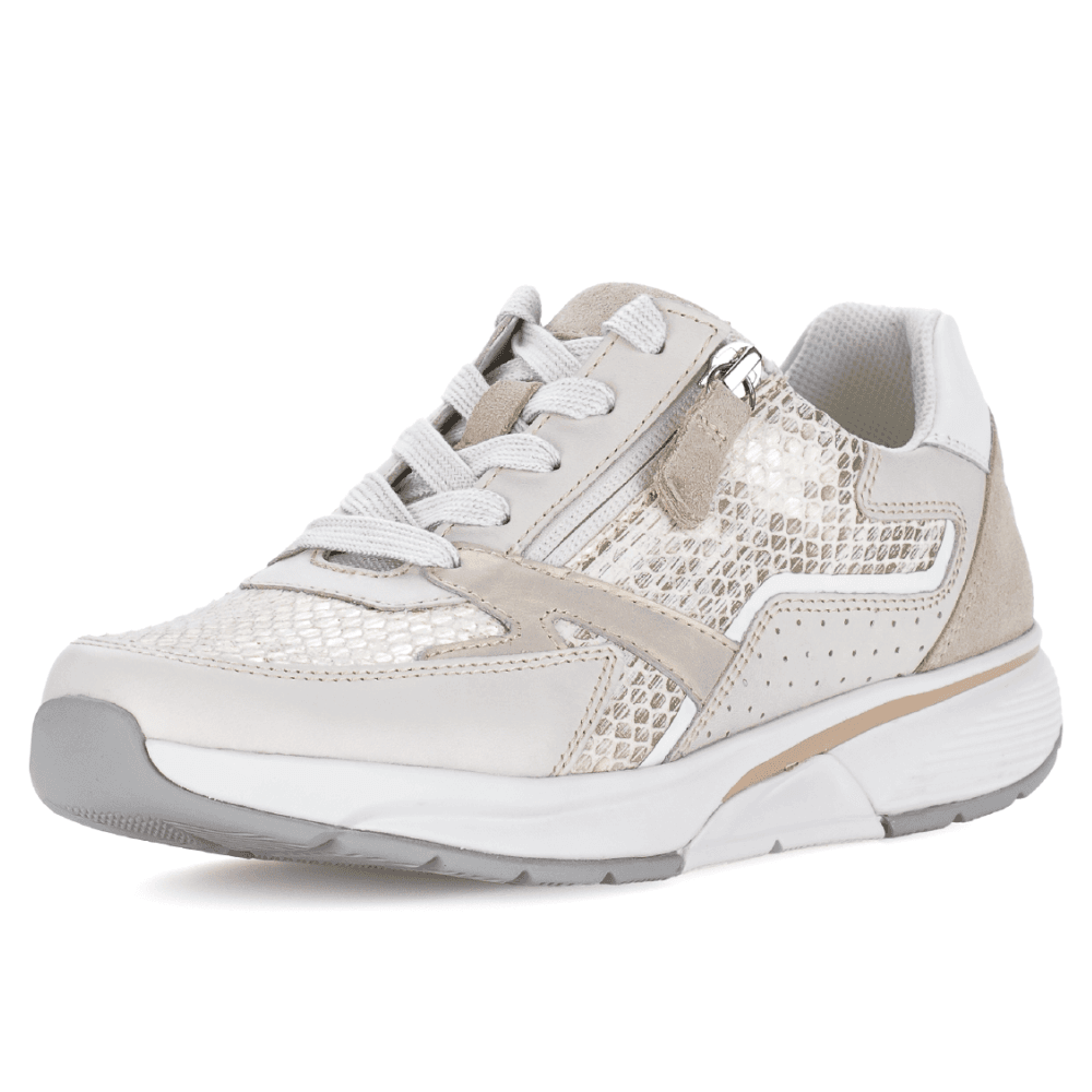 Womens Gabor Rolling Soft 86.878 Beige Snake Side Zip Walking Trainers