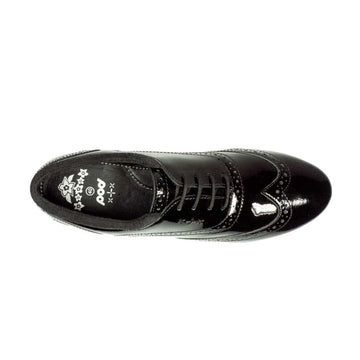 Junior Pod Girls Tatum Brogue Shoes - Black Patent - Black