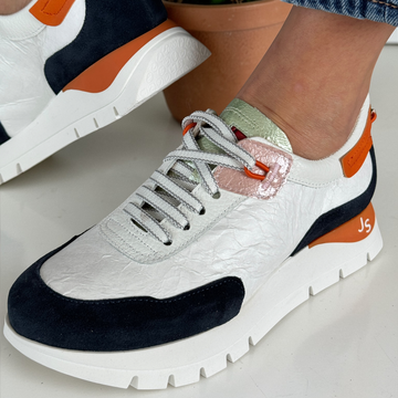 Womens Jose Saenz 2287 White Navy & Orange Trainers - White Navy & Orange