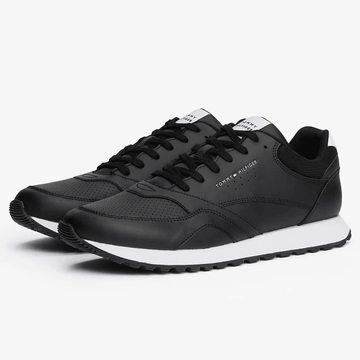 Mens Tommy Hilfiger Contrast Heel Court Trainers - Black