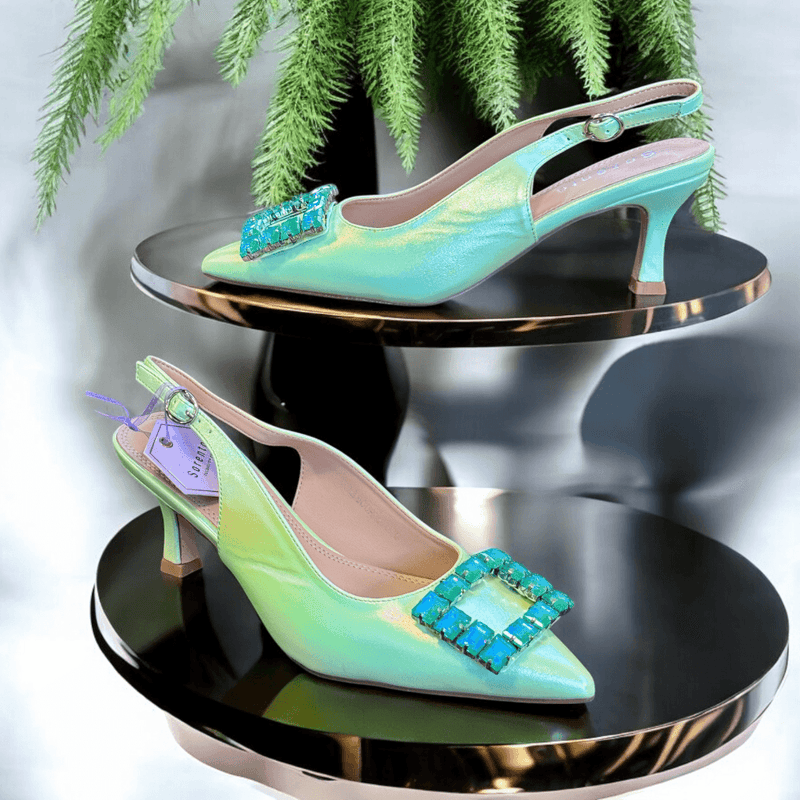 Womens Sorento Shelbourne Lime Iridescent Slingback Heel - Lime