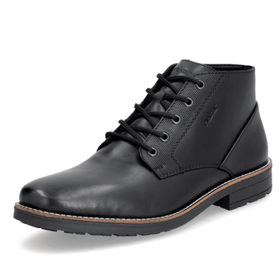 Mens Rieker 33207 Black Leather Lace Up Ankle Boots - Black