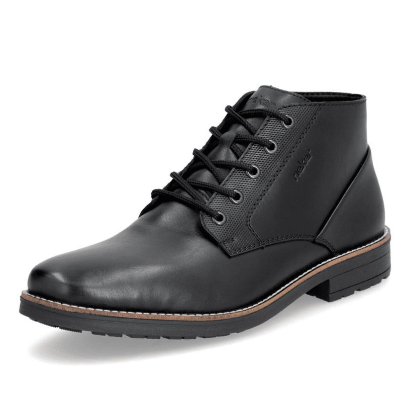 Mens Rieker 33207 Black Leather Lace Up Ankle Boots - Black