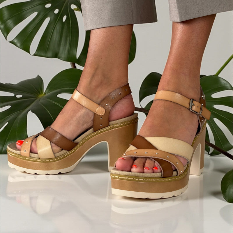 Womens Refresh 175207 Beige Heeled Sandal - Beige