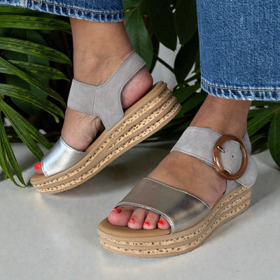 Womens Gabor 84.550 Wedge Andre Sandal - Beige