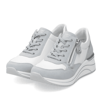 Womens Remonte D0T01 White and Blue Wedge Trainers - White