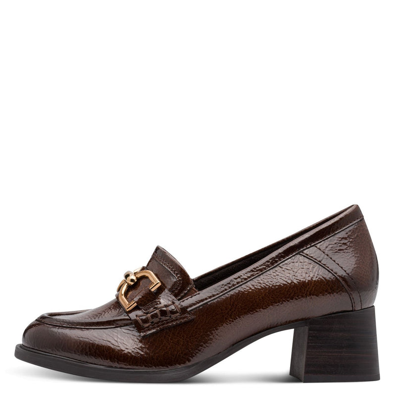 Womens Jana 24360 Mocca Patent Block Heels - Mocca Patent