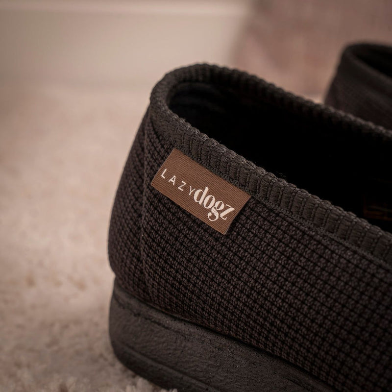 Mens Lazy Dogz Dylan Black Slippers - Black