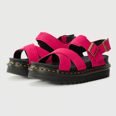 Womens Dr Martens Voss II Fuchsia Pink Suede Sandals - Pink