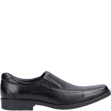 Boys Hush Puppies Brody Black Senior School Shoes - Black