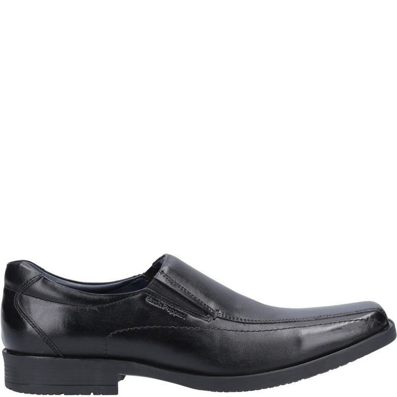 Boys Hush Puppies Brody Black Senior School Shoes - Black