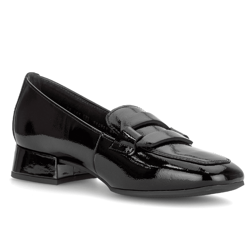 Womens Gabor 75.261 Low Heel Loafers - Black Patent