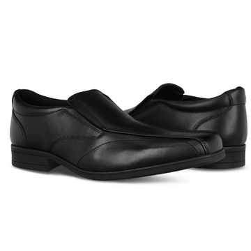 Term Harvey Slip On Boys School Shoes - Black Leather - Black