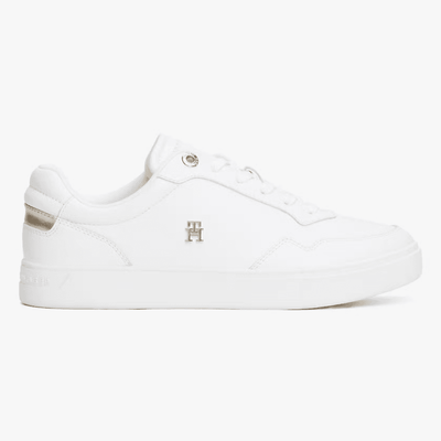 Womens Tommy Hilfiger Monogram Plaque Court Trainers - White