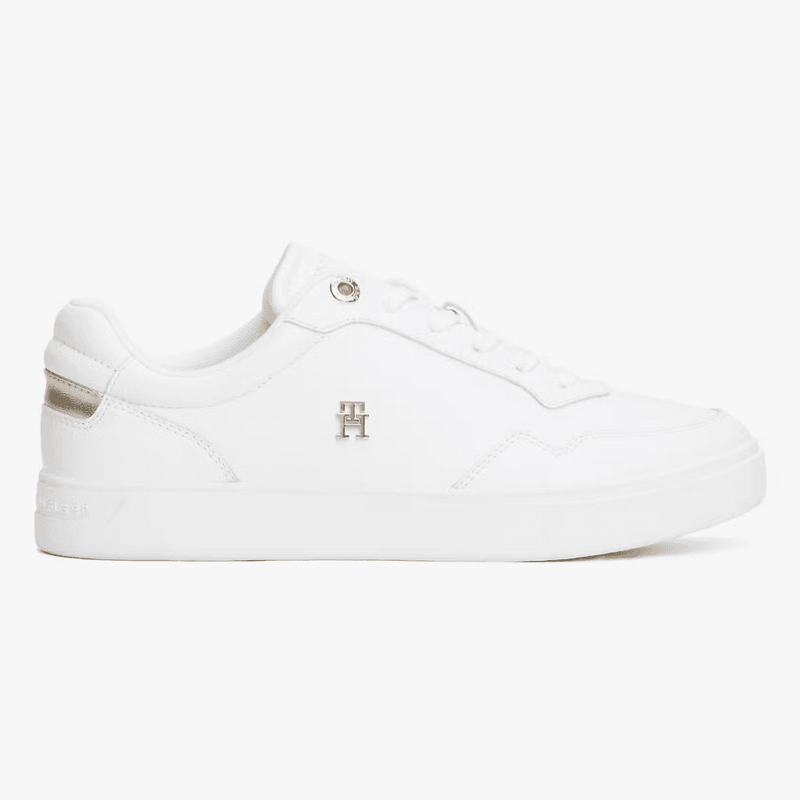 Womens Tommy Hilfiger Monogram Plaque Court Trainers - White