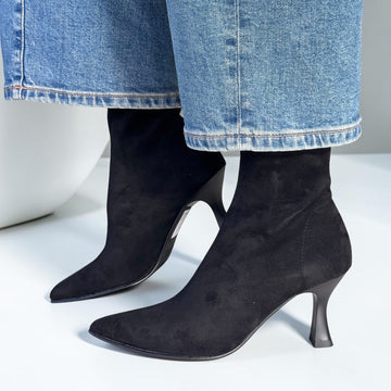 Womens Miss Elastic 78042 Faux Stretch Ankle Boot - Negro