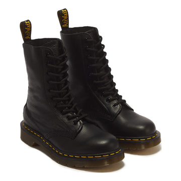 Womens Dr. Martens 1490 Virginia Black Leather Mid Boots - Black