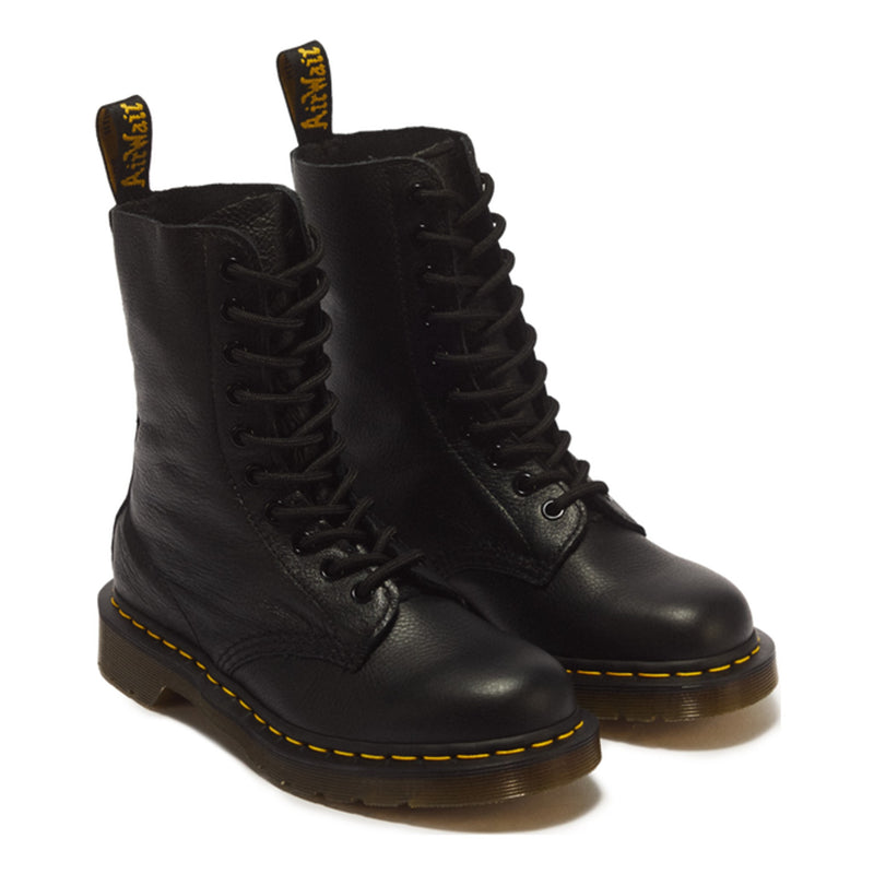 Womens Dr. Martens 1490 Virginia Black Leather Mid Boots - Black