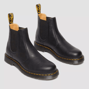 Mens Dr Martens 2976 Yellow Stitch Black Soft Leather Chelsea Boots - Black