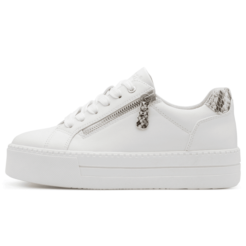 Womens Jana 23767 Print Platform Trainers - White