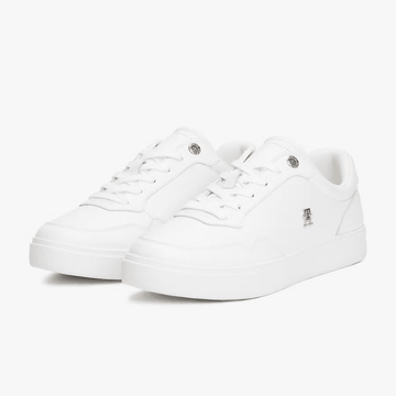 Womens Tommy Hilfiger Monogram Plaque Court Trainers - White