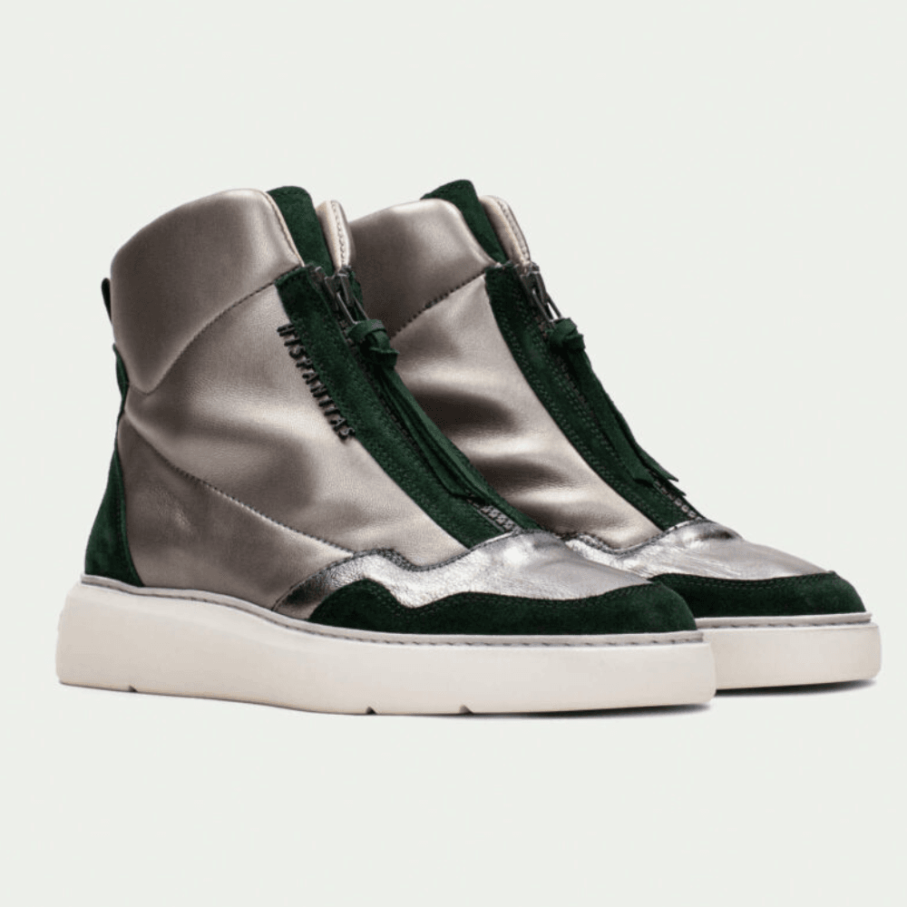 Womens Hispanitas 243654 Silver Zip Front Ankle Boots