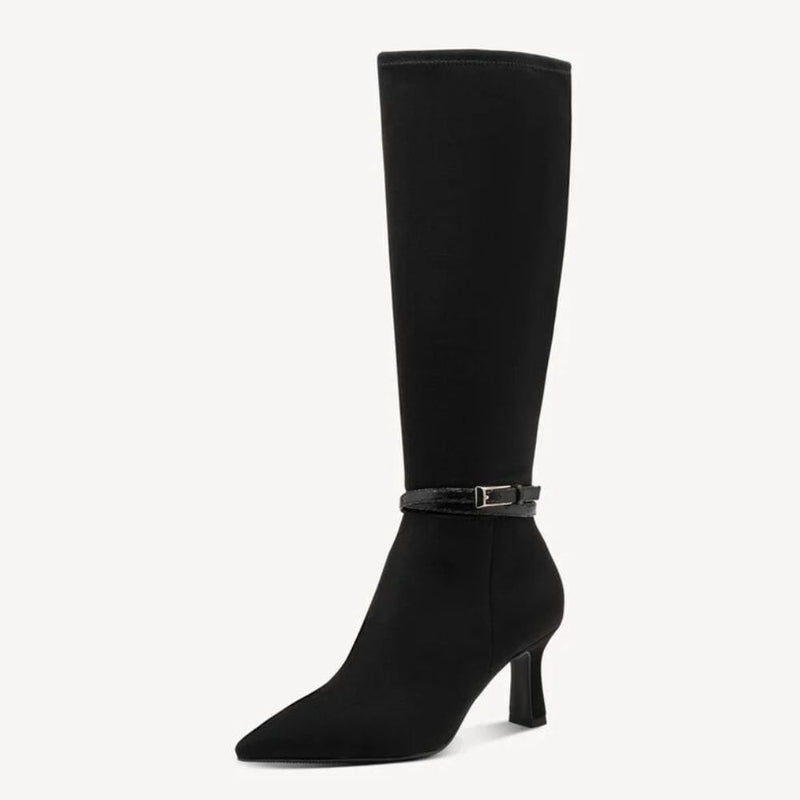 Womens Tamaris 25516 Black Faux Suede Knee High Boots - Black