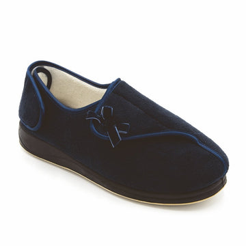 Padders Women's Penny Navy Full Velcro Slippers - Navy