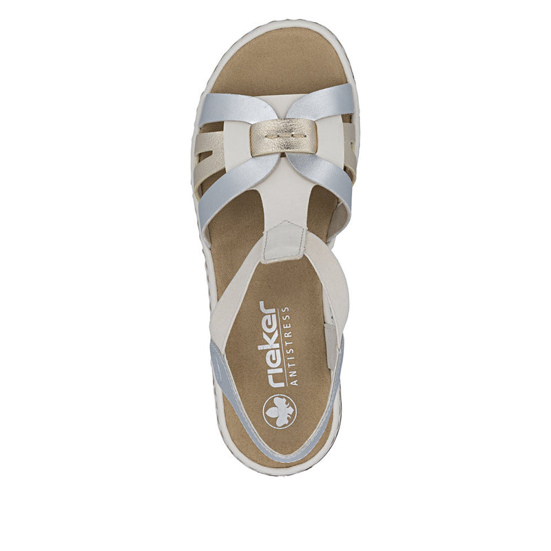 Womens Rieker 65918 Metallic Heeled Sandal - Metallic