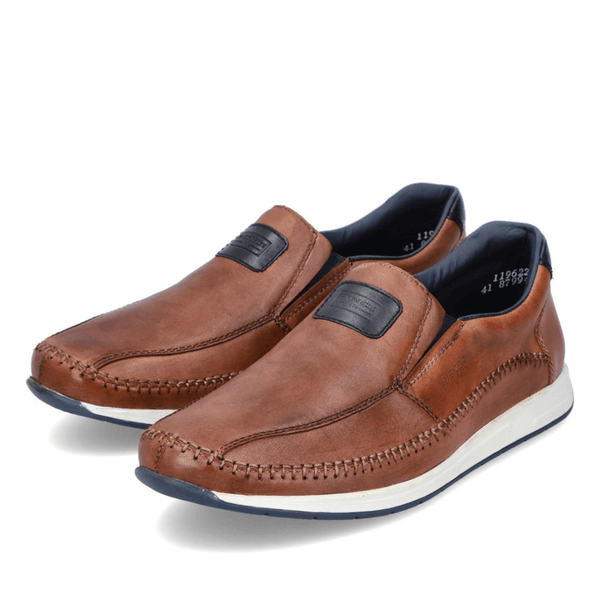 Mens Rieker 11962 Brown with Stitching Slip On Shoes