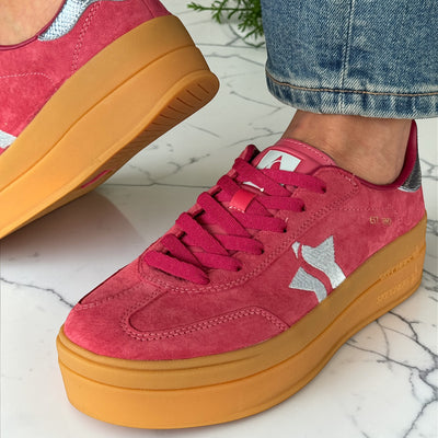 Womens Skechers Academy HI Suede Elevated Trainers - Primary Red