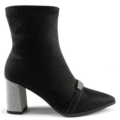 Womens Redz D6106 Soft Textured Stretch Sock Boots - Black