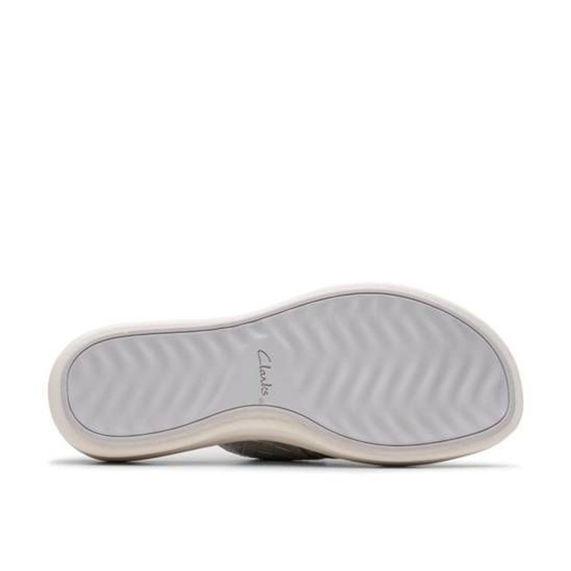 Womens Clarks Drift Buckle Silver Metallic Wedge Sandals - Silver Metallic