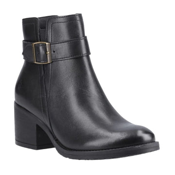 Womens Hush Puppies Hensley Block Heel Ankle Boots - Black