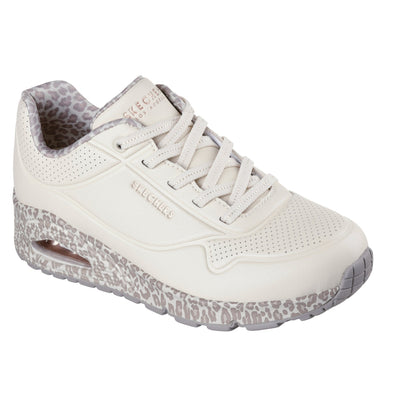 Womens Skechers 155412 Natural Leopard Uno Trainer - Natural
