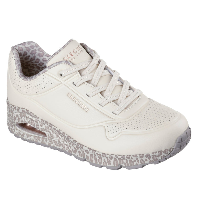 Womens Skechers 155412 Natural Leopard Uno Trainer - Natural