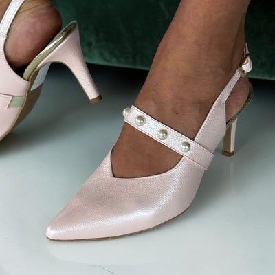 Womens Emis 8469 Slingback Heels - Pink Pearl