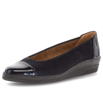 Womens Gabor 06.402 Navy Suede Sparkle Wedge Shoes - Navy