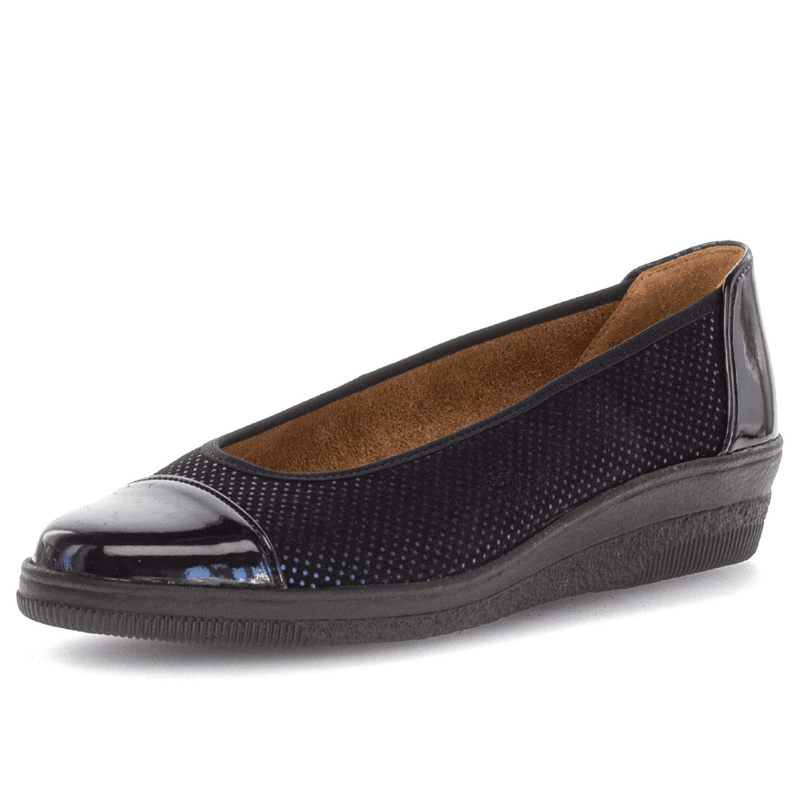 Womens Gabor 06.402 Navy Suede Sparkle Wedge Shoes - Navy
