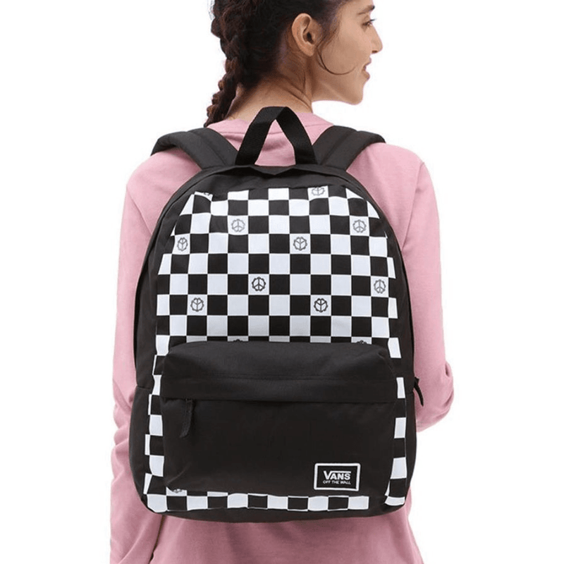 Vans Street Sport Realm Backpack - Peace Check Black and White