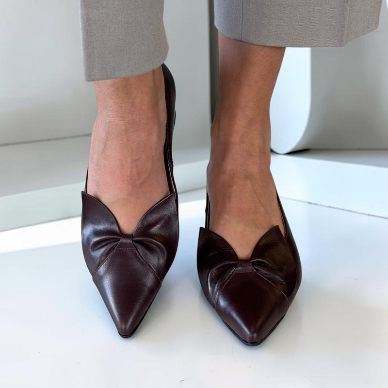 Womens Emis 8550 Burgundy Leather Court Shoes - Burgundy