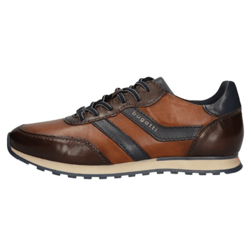 Bugatti Mens ARX05 Tan and Brown Elastic Lace Trainers - Cognac