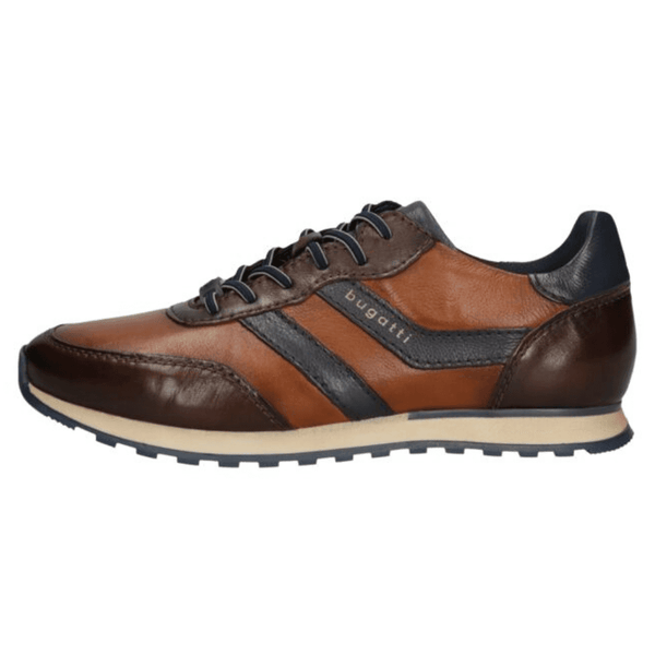 Bugatti Mens ARX05 Tan and Brown Elastic Lace Trainers - Cognac