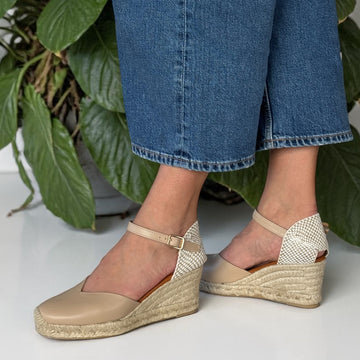 Womens Wonders YD-SI685 Wedge Espadrilles - Natural Beige