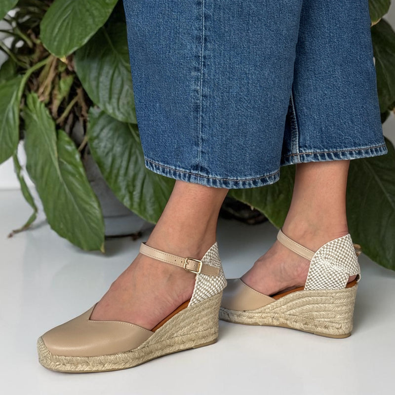 Womens Wonders YD-SI685 Wedge Espadrilles - Natural Beige