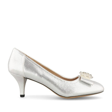 Womens Sorento Silver Metallic Shimmer La Mesita Heels - Silver Metallic Shimmer