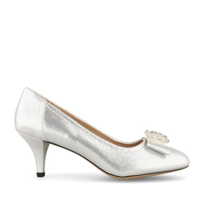Womens Sorento Silver Metallic Shimmer La Mesita Heels - Silver Metallic Shimmer