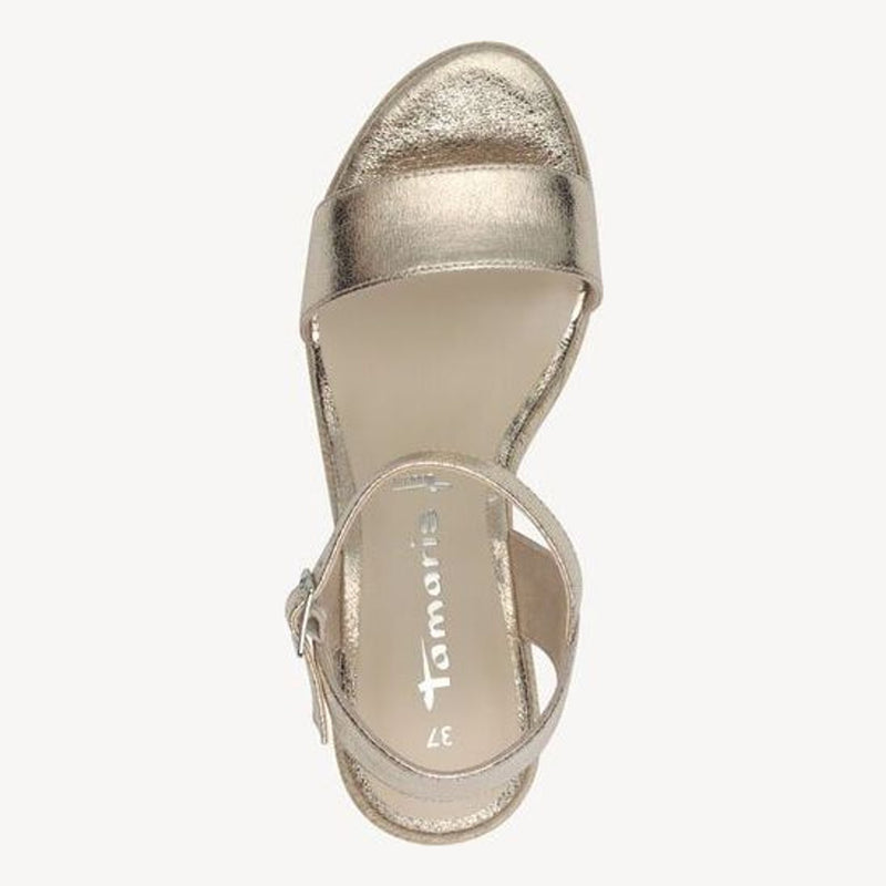 Womens Tamaris 28300 Gold Wedge Sandals - Gold