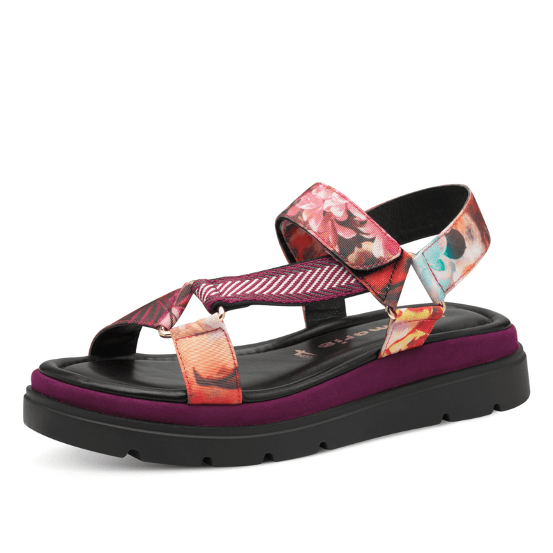 Womens Tamaris 28703 Dark Pink Multi Sporty Strap Sandals - Dark Pink